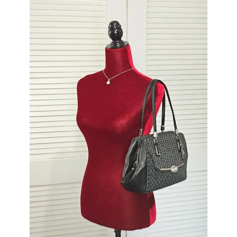 Coach Women's Black Canvas Madison Madeline Satchel Bag Medium 1941 - Picture 6 of 15